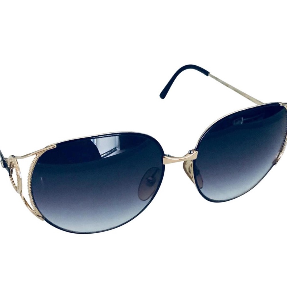 Vintage DIOR Black Gold Oversized Sunglasses RARE